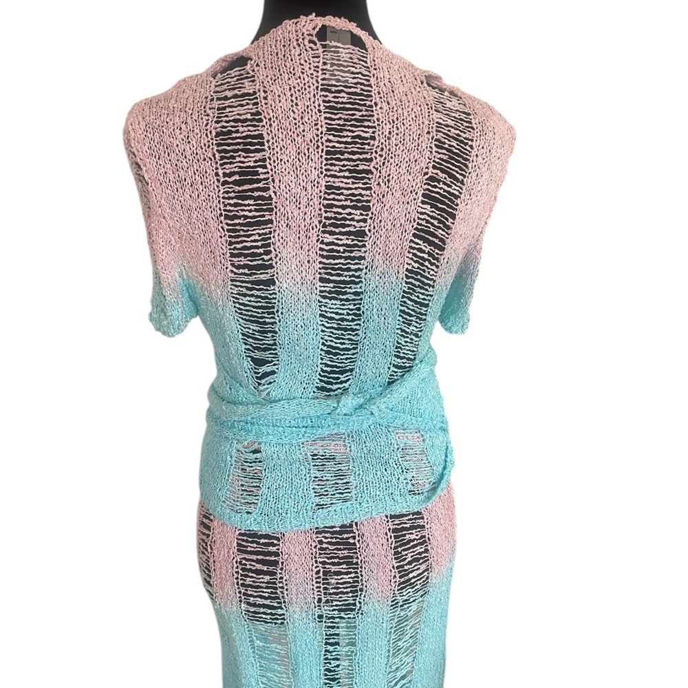 2 Piece Set Festival Crochet Knit Coverup Top Skirt Pink,Blue,knit,New - Picture 10 of 14